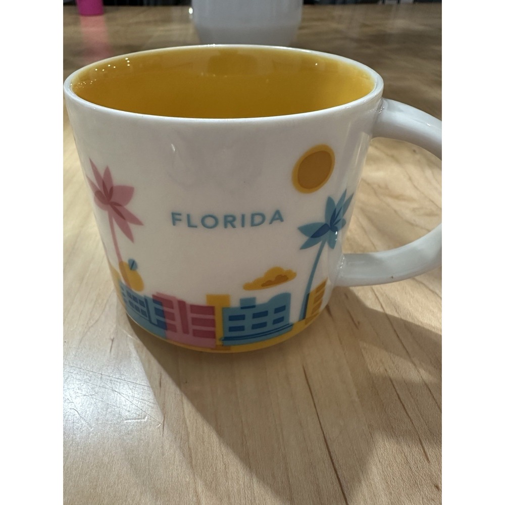 Starbucks Florida Coffee Cup Mug You are Here Series Mug 14oz Yellow Inside